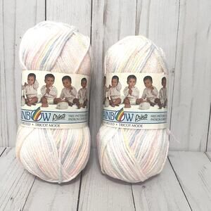 Bouquet Rainbow Prints Pink Pastels Knitting Worsted Lot of 2 Skeins